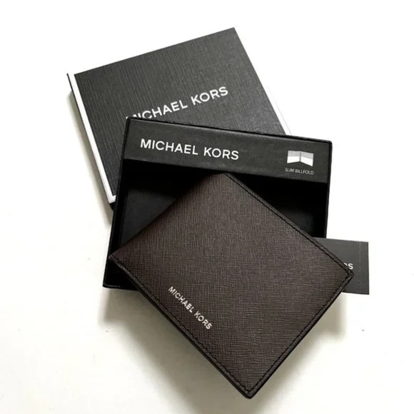 Michael Kors Slim Billfold Wallet 2pc Gift Set Tan & Chocolate Brown Boxed NWT - Picture 10 of 15